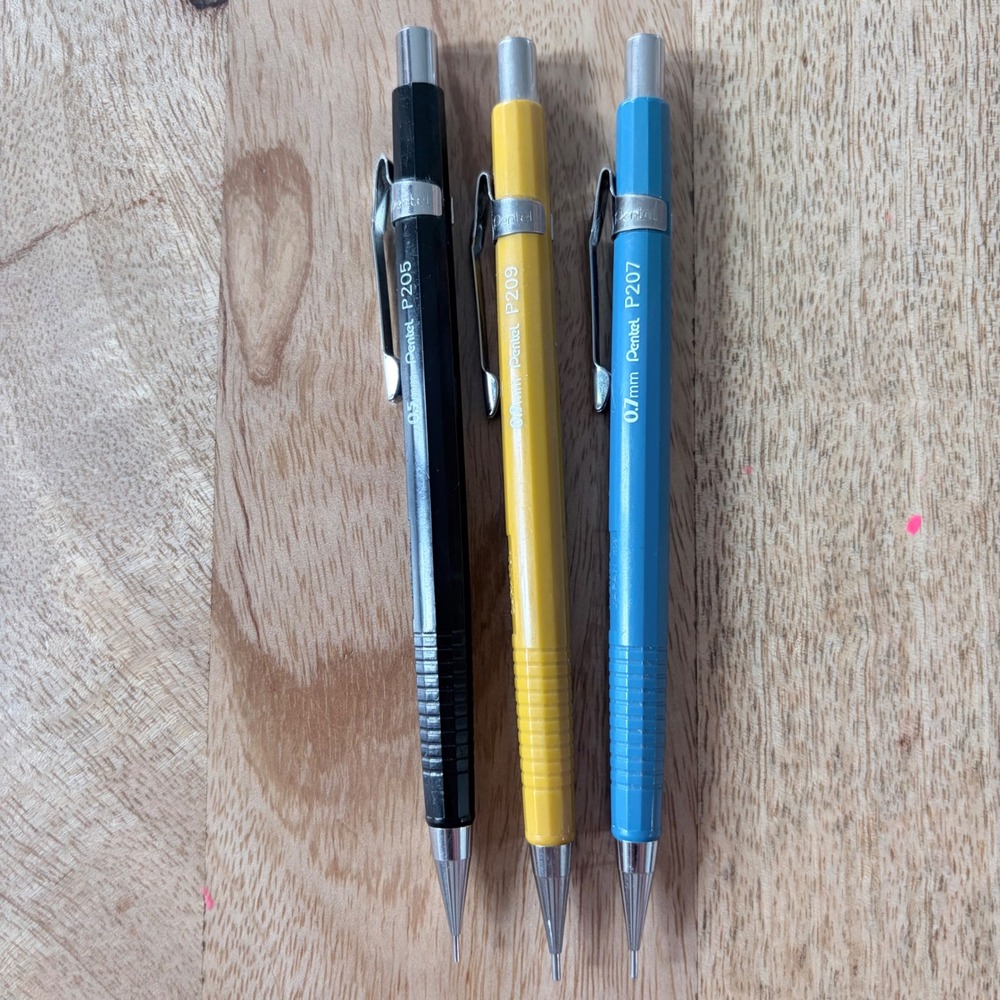 Pentel Sharp Mechanical Pencil Set P205 P207 P209 Japan 0.5mm 0.7mm 0.9mm Mixed